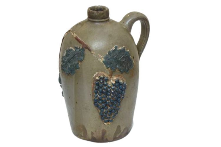 Pottery Jug with Relief Grape Bunch Decoration