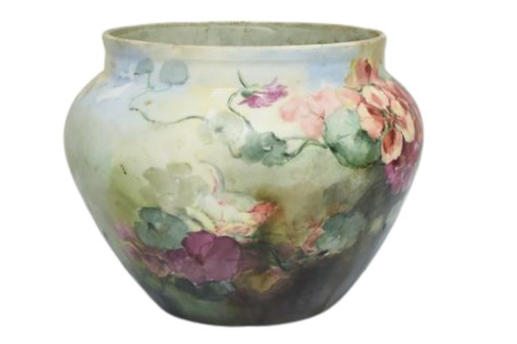 Floral Painted French Porcelain Planter