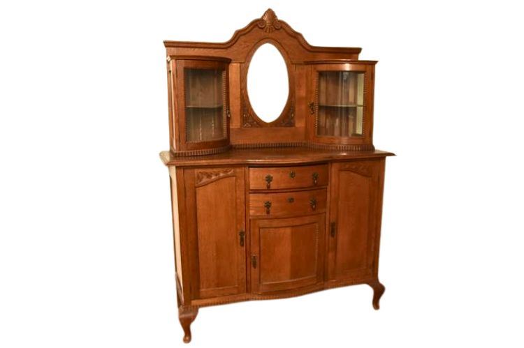 Antique Oak Gallery Top Sideboard