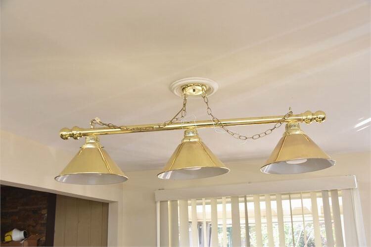 3-Way Brass Pole Pool Table Light