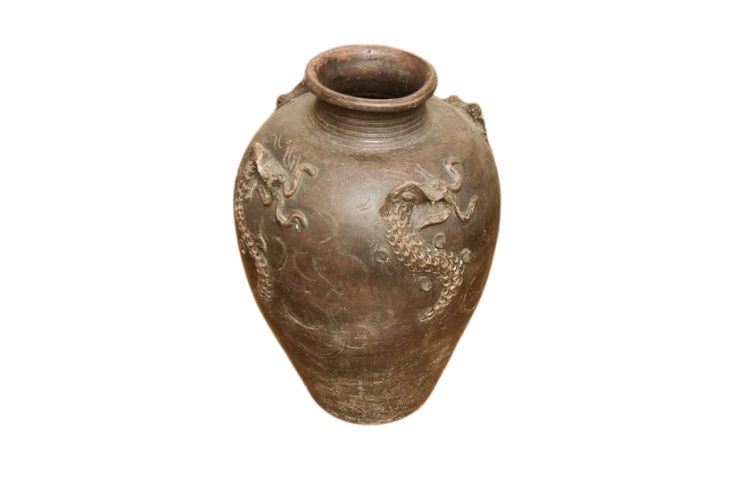 Large Brown Glaze Stoneware Ovid Jar