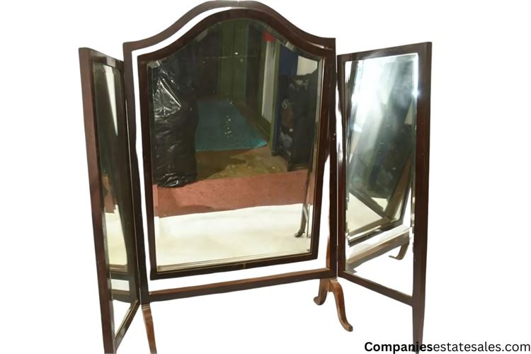 Edwardian Mahogany Triptych Swing Dressing Table Mirror