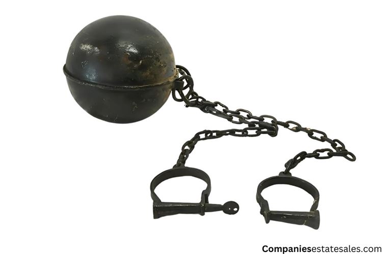 Antique Prison Shackle Ball Chain