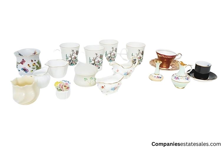 Floral patterned China Teacups, Saucers and Creamers