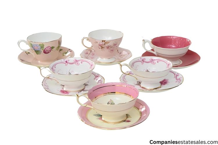 Six (6) Paragon Pink Teacup and Saucer