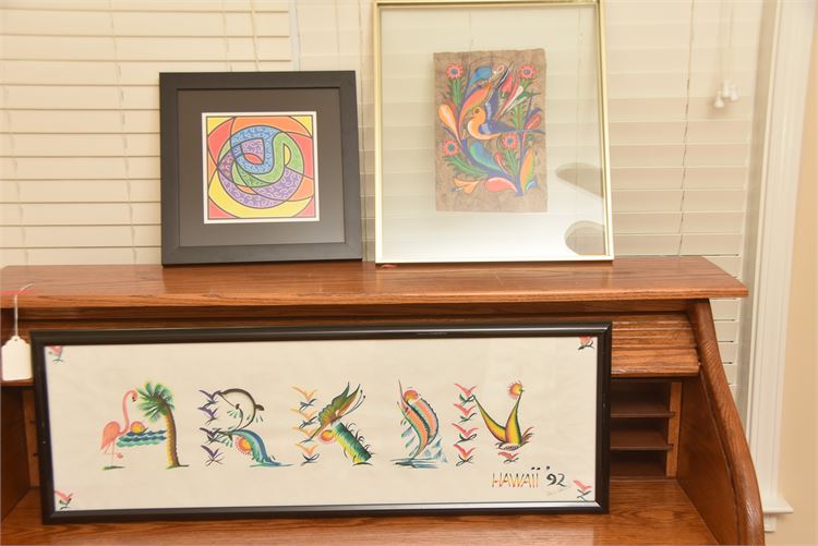 Three (3) Framed Art Signed By David Martinez