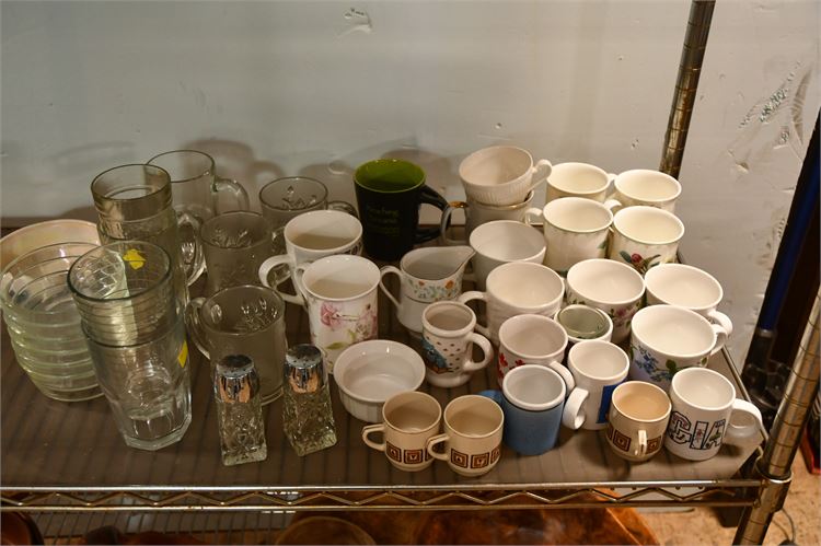 Mugs, Cups, Glasses and Bowls.