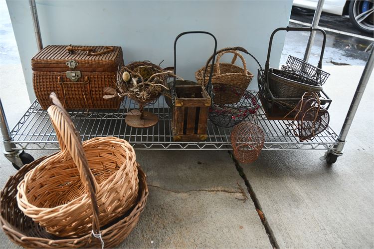 $30 Several Wicker and Metal Baskets