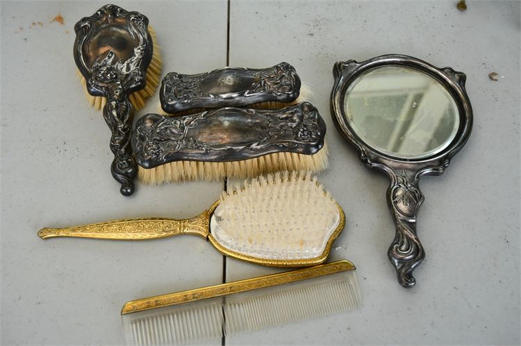 $25 Silver-toned Hairbrushes, Hand Mirror, Comb, and Hirbrush