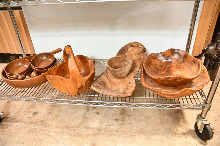 $ 50 Wooden Bowls and Basket