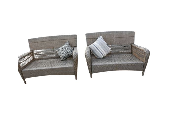 $100 Two (2) Martha Stewart Outdoor Wicker Look Resin Sofa