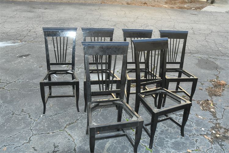 Six (6) Buying & Design Distressed Black Dining Chairs