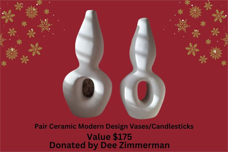 Pair Modern Design Ceramic Candlesticks/Vases