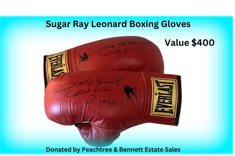 Pair Sugar Ray Leonard Autographed Boxing Gloves